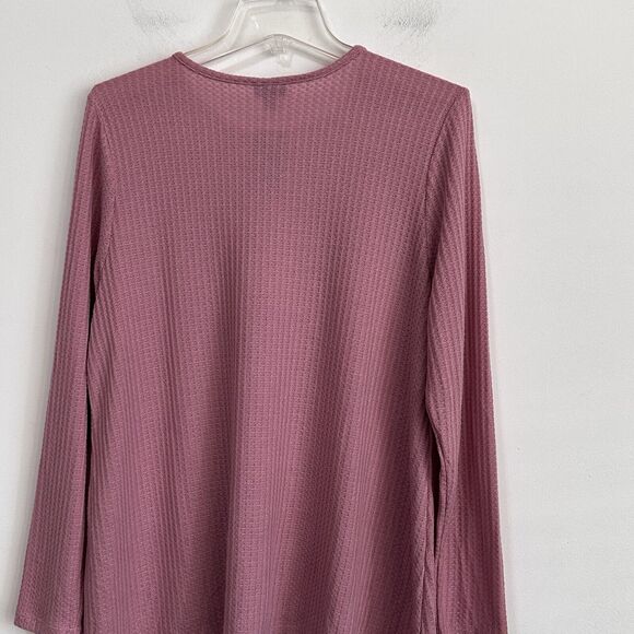 TORRID Popover Top 0 Large Crochet Yoke Mauve Pink Long Sleeve Tee Waffle NEW - Picture 8 of 11
